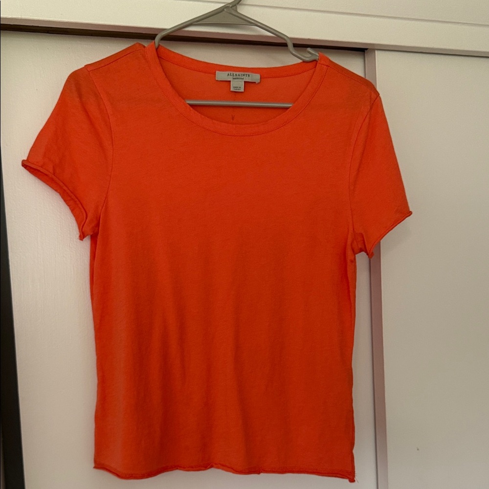 All Saints Vibrant Orange Short Sleeve Tee